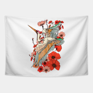 Japanese Crane Bird Tapestry