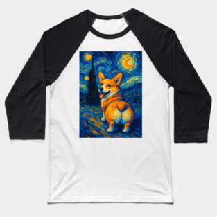 Corgi Starry Night Baseball T-Shirt