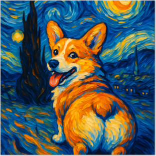 Corgi Starry Night Posters and Art