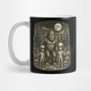 Peace Sign Bigfoot And Aliens Mug