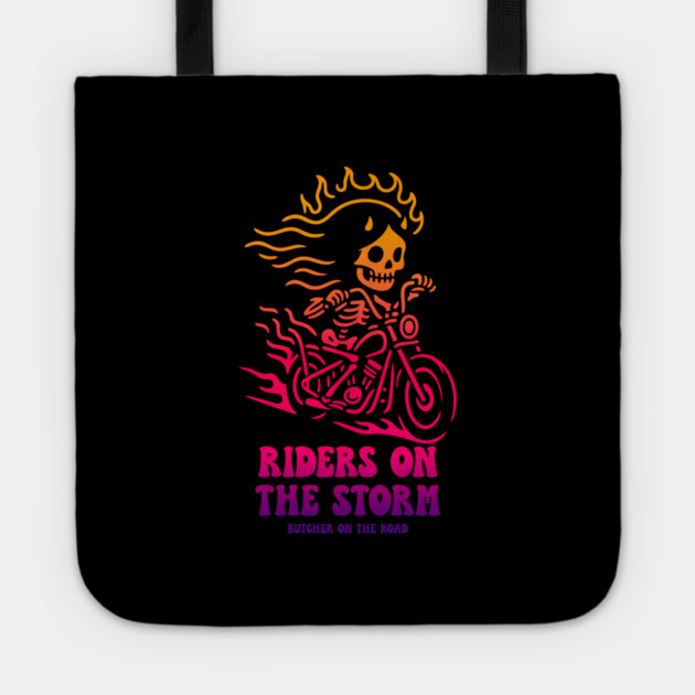 RIDERS ON THE STORM Tote by artslaves