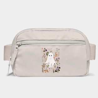 Ghost in the Garden – Cute Ghost in a Boho Autumn Floral Scene Bag