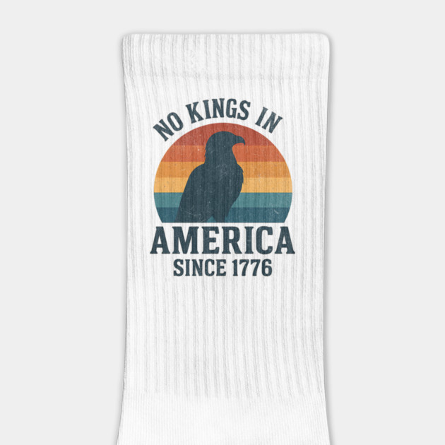 No Kings in America Since 1776 – Retro Sunset Bald Eagle Patriotic Design by ArtistTee ⭐⭐⭐⭐⭐