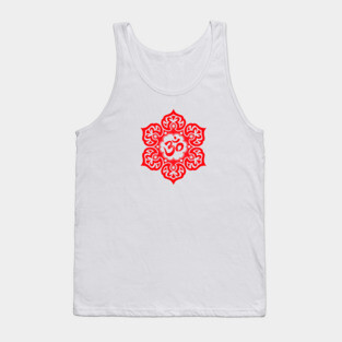 Red Lotus Flower Yoga Om Tank Top