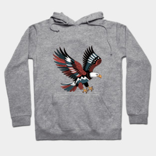 Patriotic Bald Eagle Tattoo Style USA Art Design Hoodie