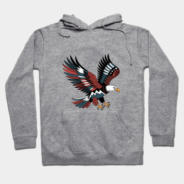 Patriotic Bald Eagle Tattoo Style USA Art Design Hoodie by BirdsnStuff