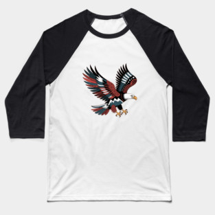 Patriotic Bald Eagle Tattoo Style USA Art Design Baseball T-Shirt