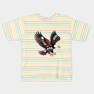 Patriotic Bald Eagle Tattoo Style USA Art Design Kids T-Shirt