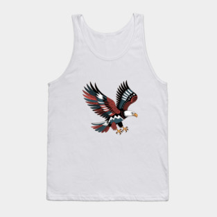 Patriotic Bald Eagle Tattoo Style USA Art Design Tank Top