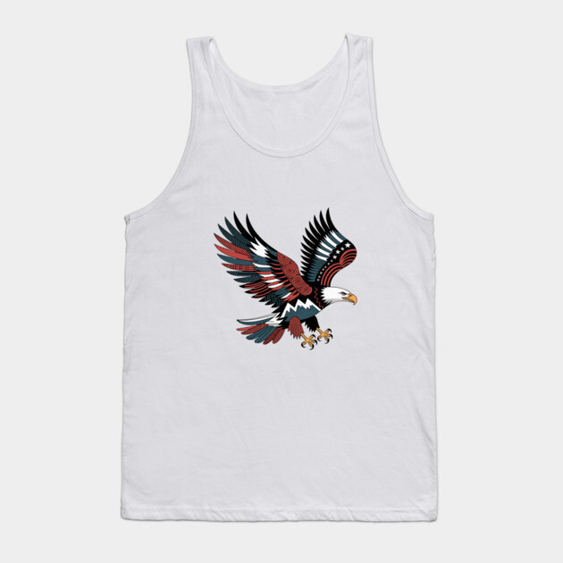 Patriotic Bald Eagle Tattoo Style USA Art Design Tank Top by BirdsnStuff