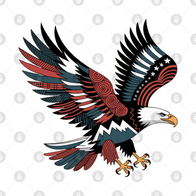 Patriotic Bald Eagle Tattoo Style USA Art Design by BirdsnStuff