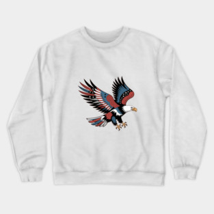 Patriotic American Bald Eagle Tattoo Style Design Crewneck Sweatshirt