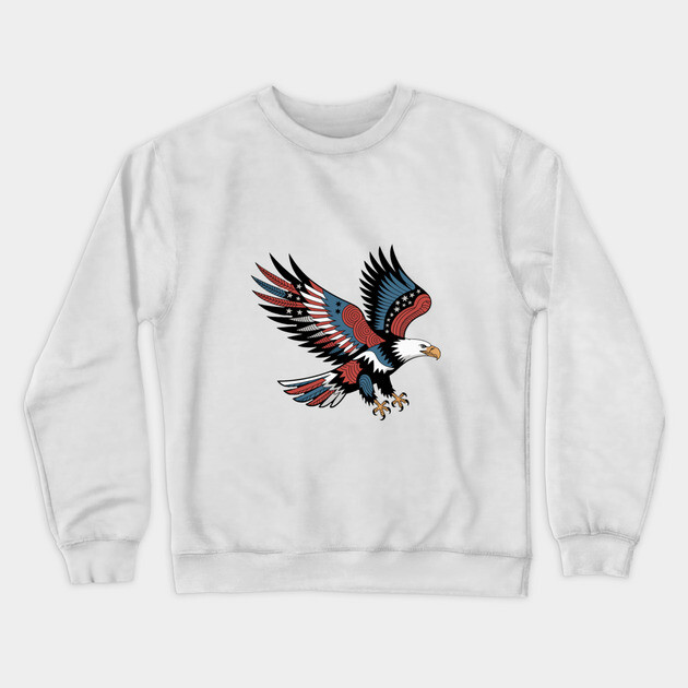 Patriotic American Bald Eagle Tattoo Style Design Crewneck Sweatshirt by BirdsnStuff
