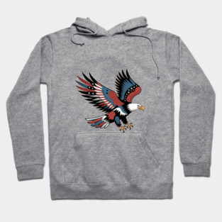 Patriotic American Bald Eagle Tattoo Style Design Hoodie