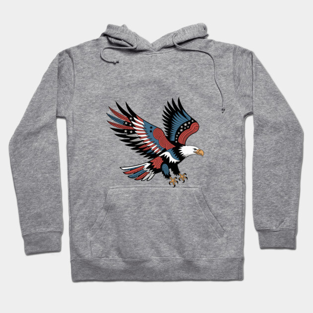 Patriotic American Bald Eagle Tattoo Style Design Hoodie by BirdsnStuff