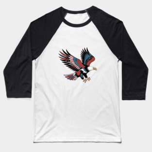 Patriotic American Bald Eagle Tattoo Style Design Baseball T-Shirt