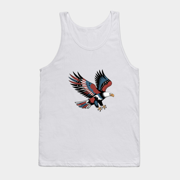 Patriotic American Bald Eagle Tattoo Style Design Tank Top by BirdsnStuff