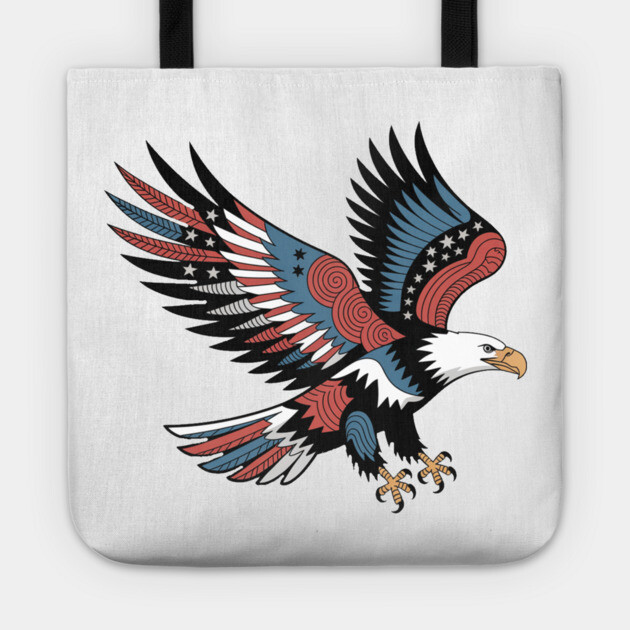 Patriotic American Bald Eagle Tattoo Style Design Tote by BirdsnStuff