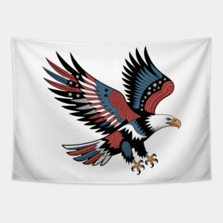 Patriotic American Bald Eagle Tattoo Style Design Tapestry