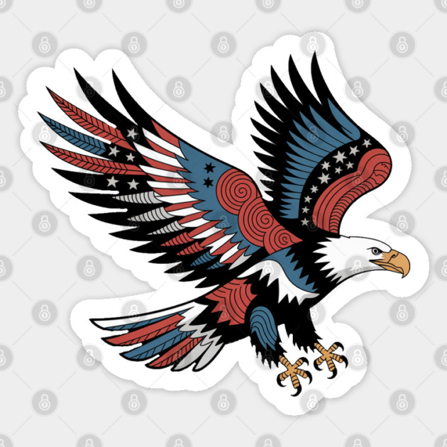 Patriotic American Bald Eagle Tattoo Style Design Sticker by BirdsnStuff