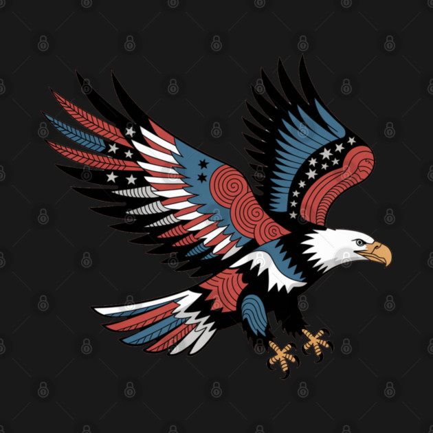 Patriotic American Bald Eagle Tattoo Style Design by BirdsnStuff