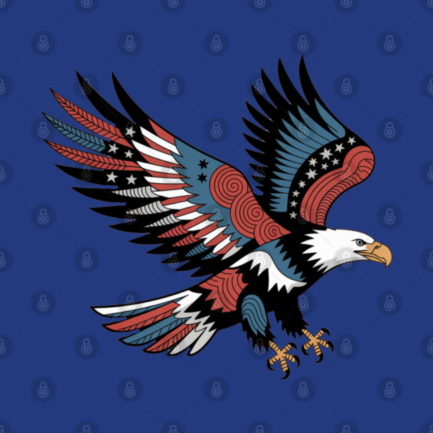 Patriotic American Bald Eagle Tattoo Style Design by BirdsnStuff