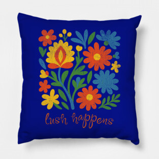 Lush Happens Floral Art – Bold Retro Flower Design Pillow