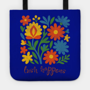Lush Happens Floral Art – Bold Retro Flower Design Tote