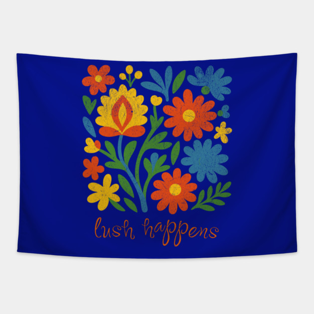 Lush Happens Floral Art – Bold Retro Flower Design Tapestry by DonWillisJrArt