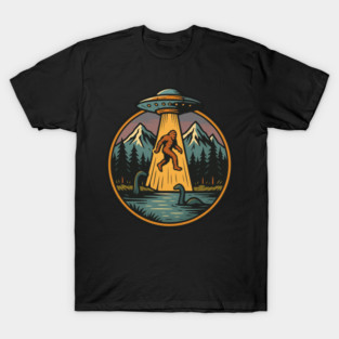 Bigfoot Alien Abduction Loch Ness Forest Ufo Cryptid T-Shirt