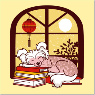 Sleepy Chinese Crested Dog Posters and Art
