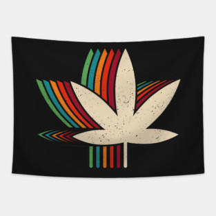 Weed Leaf  Retro Rainbow Trail Tapestry