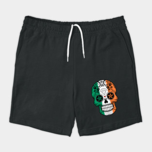Irish Flag Sugar Skull with Roses Shorts