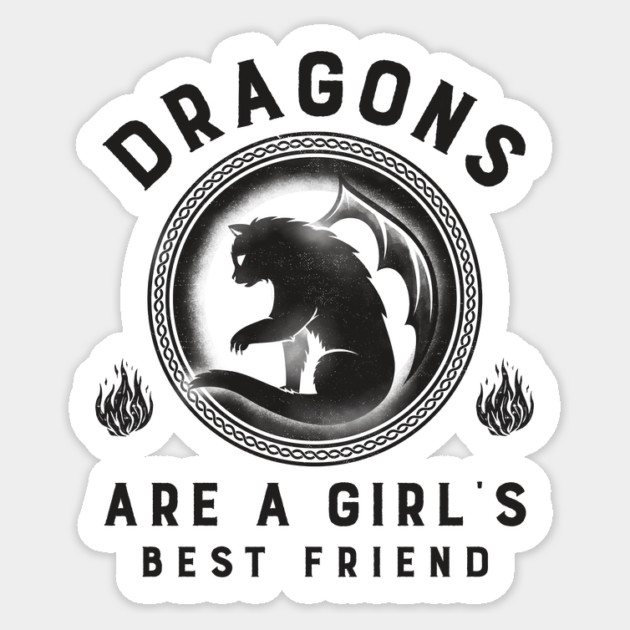 Dragons Are A Girl's Best Friend Dragon Cat Girl Woman Friendship Gift Sticker by Groovy Outfits