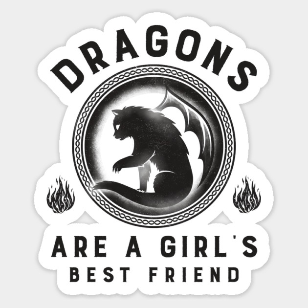 Dragons Are A Girl's Best Friend Dragon Cat Girl Woman Friendship Gift Magnet by Groovy Outfits