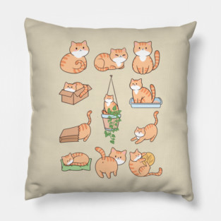Kawaii Orange Tabby Cat Pillow