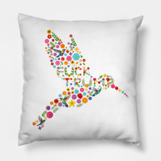 Floral Hummingbird FDT, Feminist, Political Protest Resist Hidden Message Subtle, Anti Trump Pillow