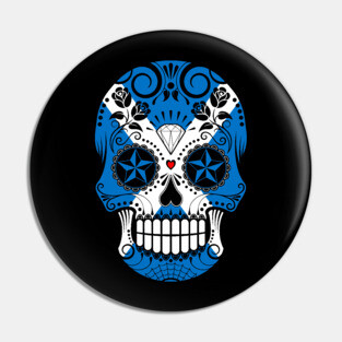 Scottish Flag Sugar Skull with Roses Pin