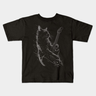 Cat Playing a Electric Guitar | Old Computer Screen Kids T-Shirt