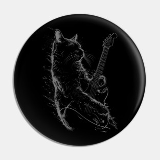 Cat Playing a Electric Guitar | Old Computer Screen Pin