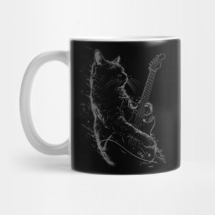 Cat Playing a Electric Guitar | Old Computer Screen Mug