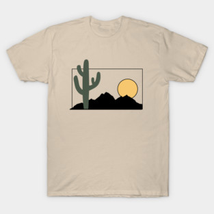 Cactus desert, summer cactus desert with mountains and the sun T-Shirt