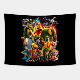 Massive Italian Brainrot Meme T-Shirt Funny Gen Z AI Generated Animals Absurd Collection Tapestry