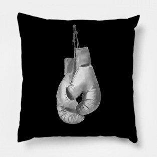 Boxing Gloves black and white boxing sport Pillow