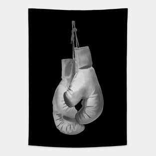 Boxing Gloves black and white boxing sport Tapestry