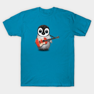 Baby Penguin Playing Canadian Flag Guitar T-Shirt