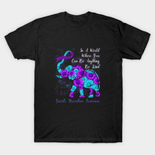 Be Kind Suicide Prevention Awareness Elephant T-Shirt