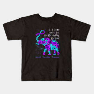 Be Kind Suicide Prevention Awareness Elephant Kids T-Shirt