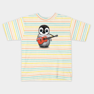 Baby Penguin Playing Bermuda Flag Guitar Kids T-Shirt