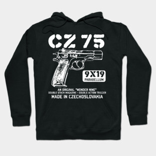 CZ 75 - Vintage 9mm Pistol, Firearm, Gun Hoodie